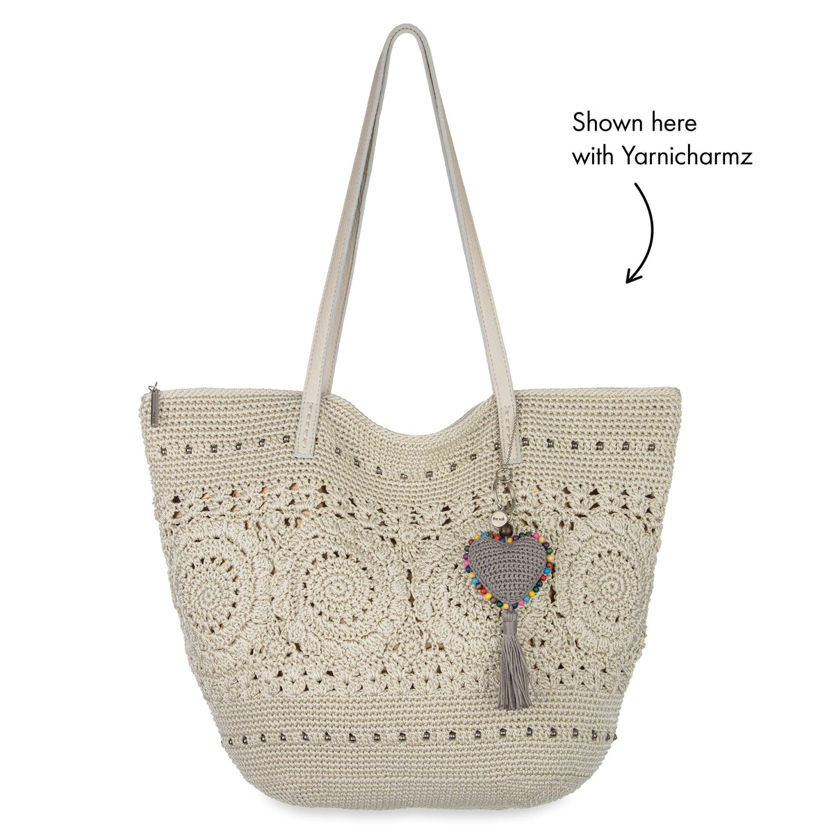The Sak Faye Large Tote - Hand Crochet - Natural Medallion