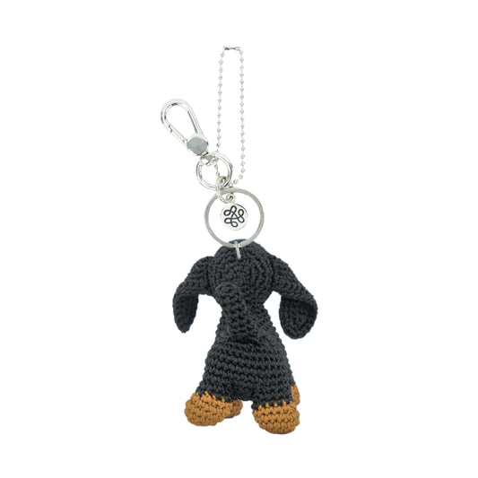 The Sak Yarnicharmz Dangle - Hand Crochet - Black Dachshund