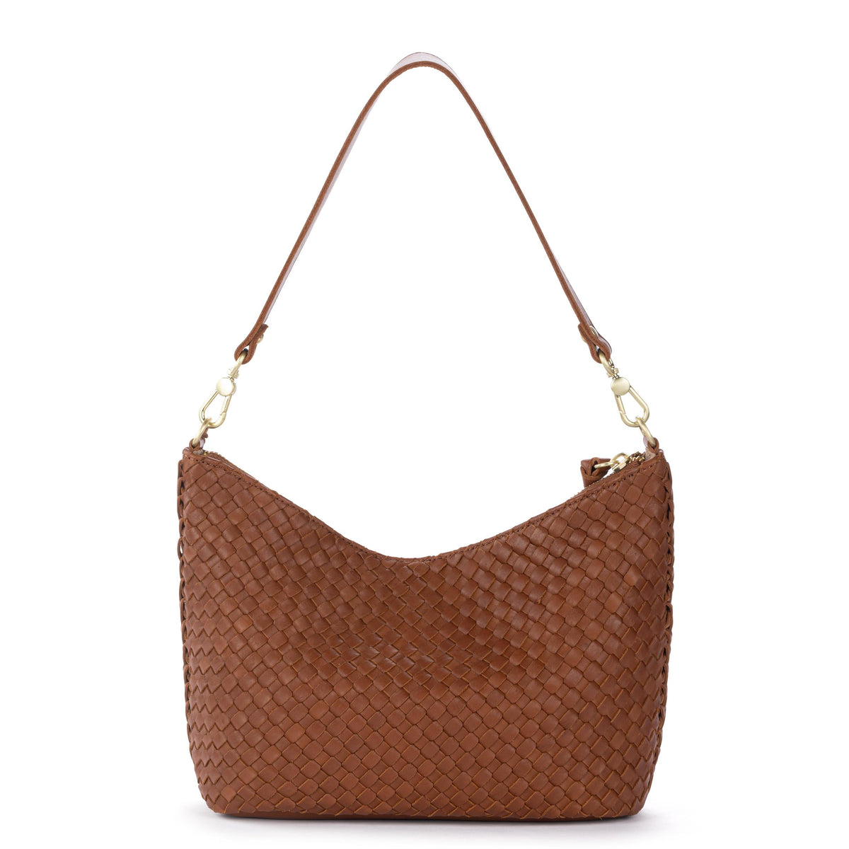The Sak Juniper Small Hobo - Leather - Woven Cognac