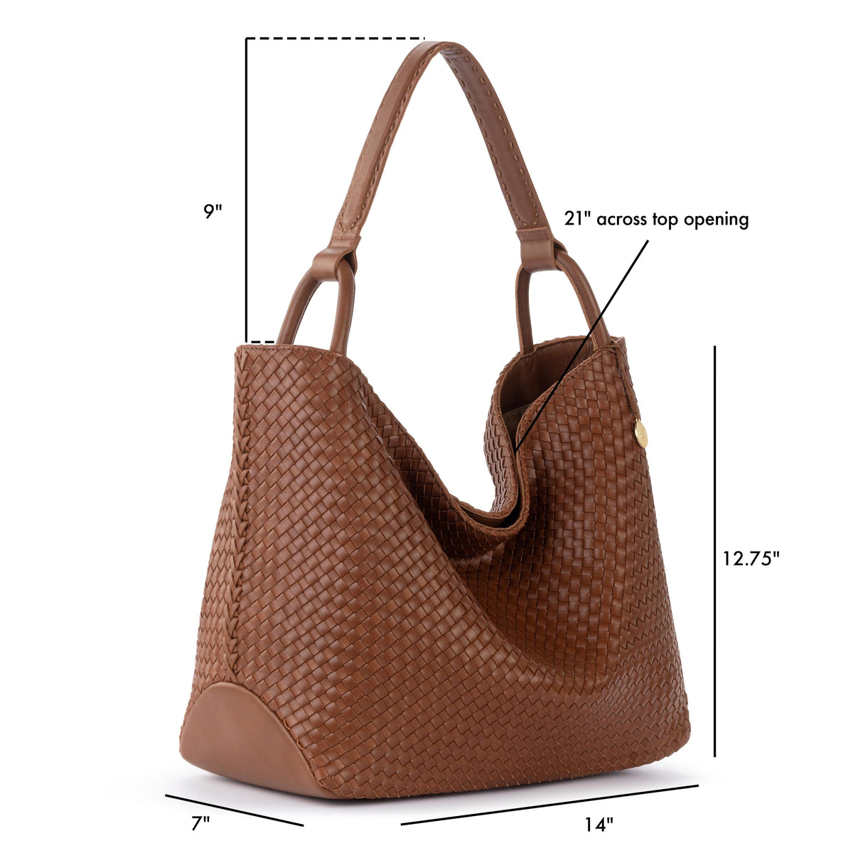 The Sak Los Feliz Large Tote - Leather - Woven Cognac