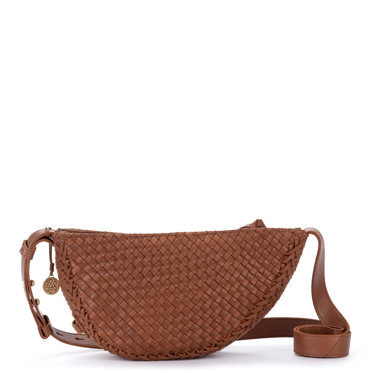 The Sak Tess Sling - Leather - Woven Cognac