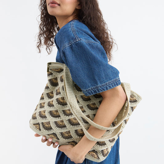 The Sak Sola Carryall Tote - Hand Crochet - Natural Mermaid