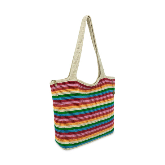 The Sak Sola Carryall Tote - Hand Crochet - Rainbow Stripe