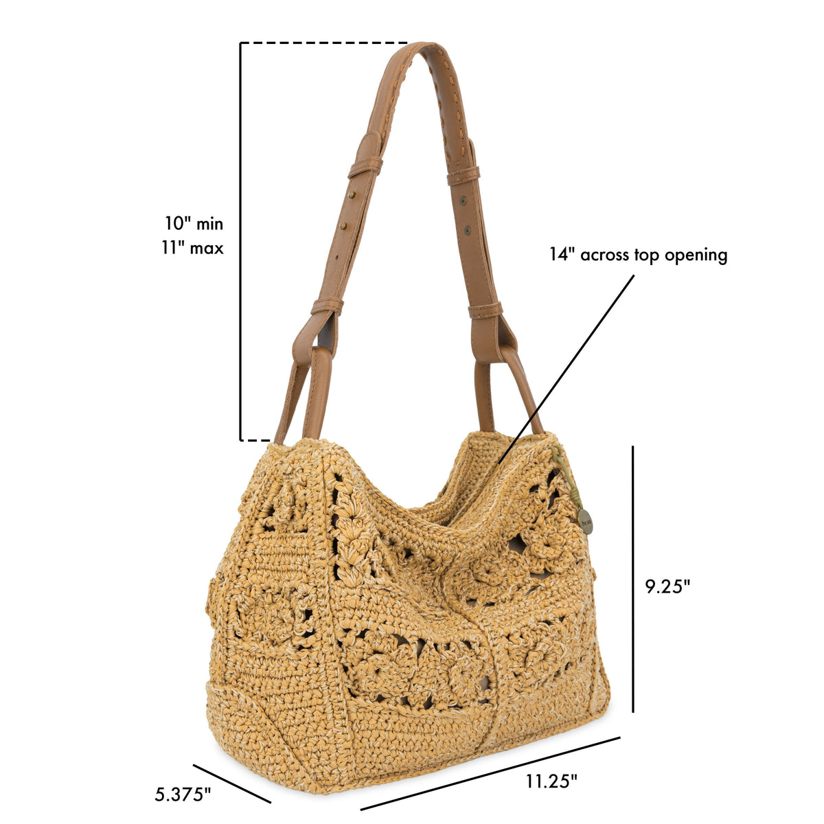 The Sak Los Feliz Hobo - Hand Crochet - Natural Tonal Flower