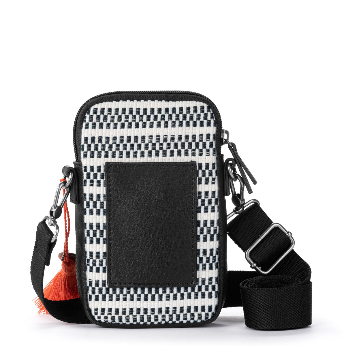 Sakroots Koa Smartphone Crossbody - Straw - Black and White Woven