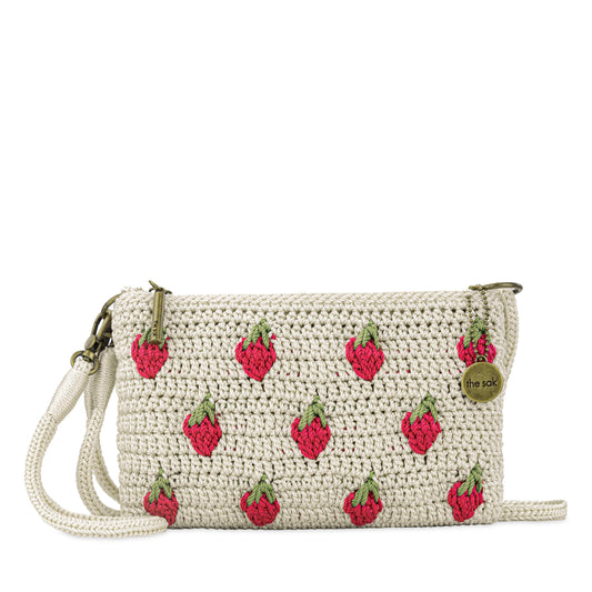The Sak Vita Convertible Wristlet - Hand Crochet - Natural Strawberries