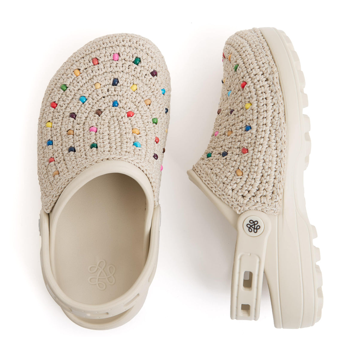 The Sak Bolo Eva Clog - Hand Crochet - Ecru Multi Beads