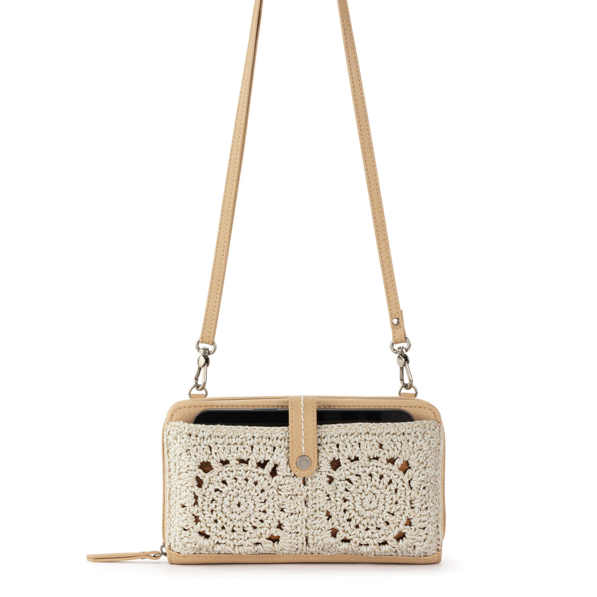 The Sak Iris Smartphone Wallet - Hand Crochet - Natural Medallion