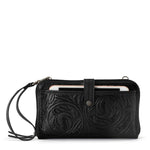 The Sak Iris Smartphone Wallet - Leather - Black Leaf Embossed