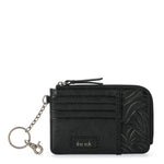 The Sak Iris Card Wallet - Leather - Black Leaf Embossed