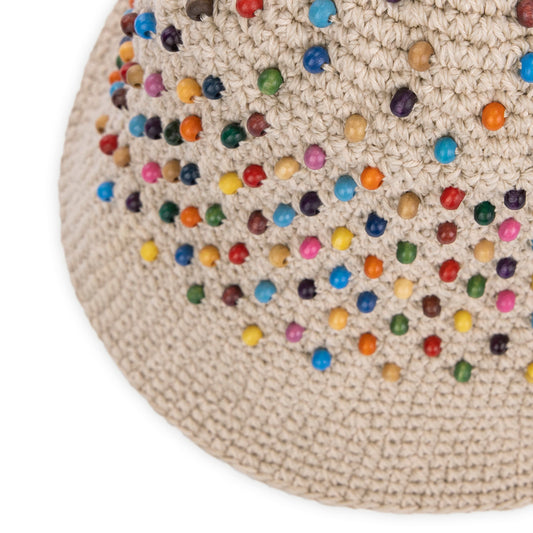 The Sak Lanie Bucket Hat - Hand Crochet - Ecru Multi Beads