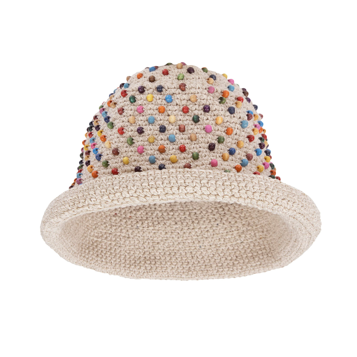 The Sak Lanie Bucket Hat - Hand Crochet - Ecru Multi Beads