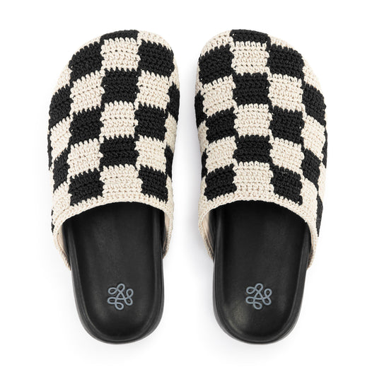 The Sak Bolinas Clog - Hand Crochet - Black Check