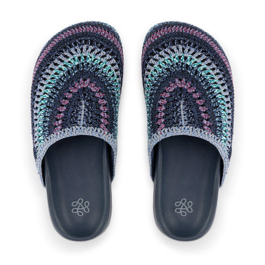 The Sak Bolinas Clog - Hand Crochet - Lapis Stripe