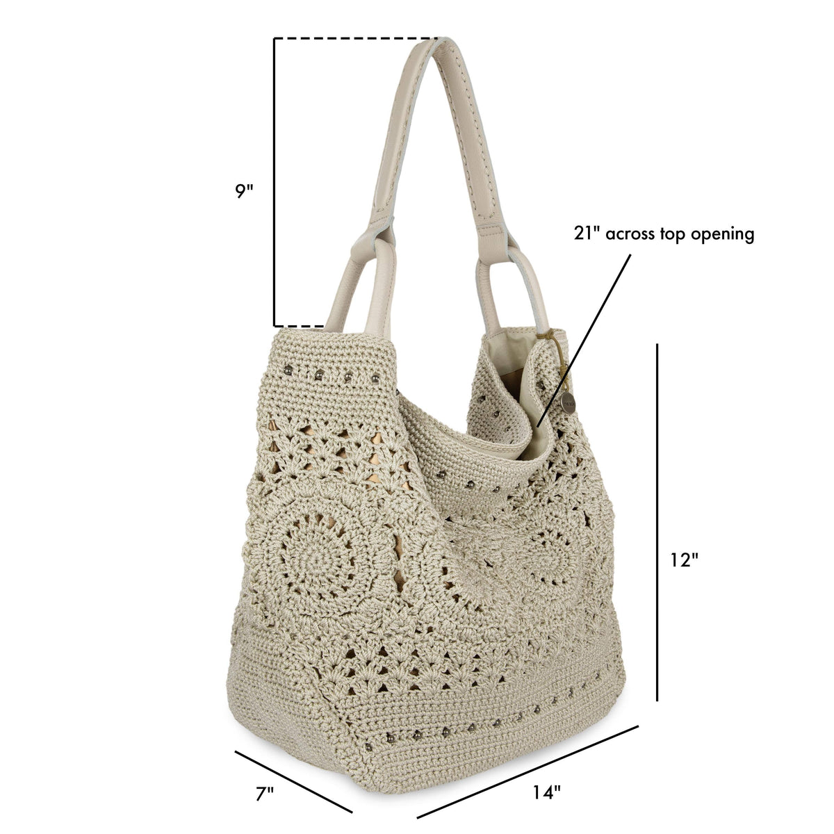 The Sak Los Feliz Large Tote - Hand Crochet - Natural Medallion