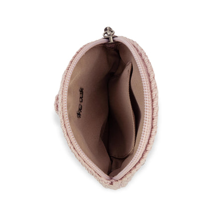 The Sak Circle Coin Pouch - Hand Crochet - Pink Sand Flower