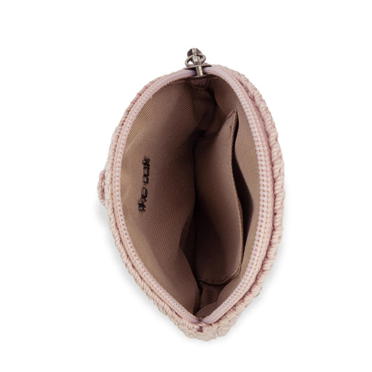 The Sak Circle Coin Pouch - Hand Crochet - Pink Sand Flower