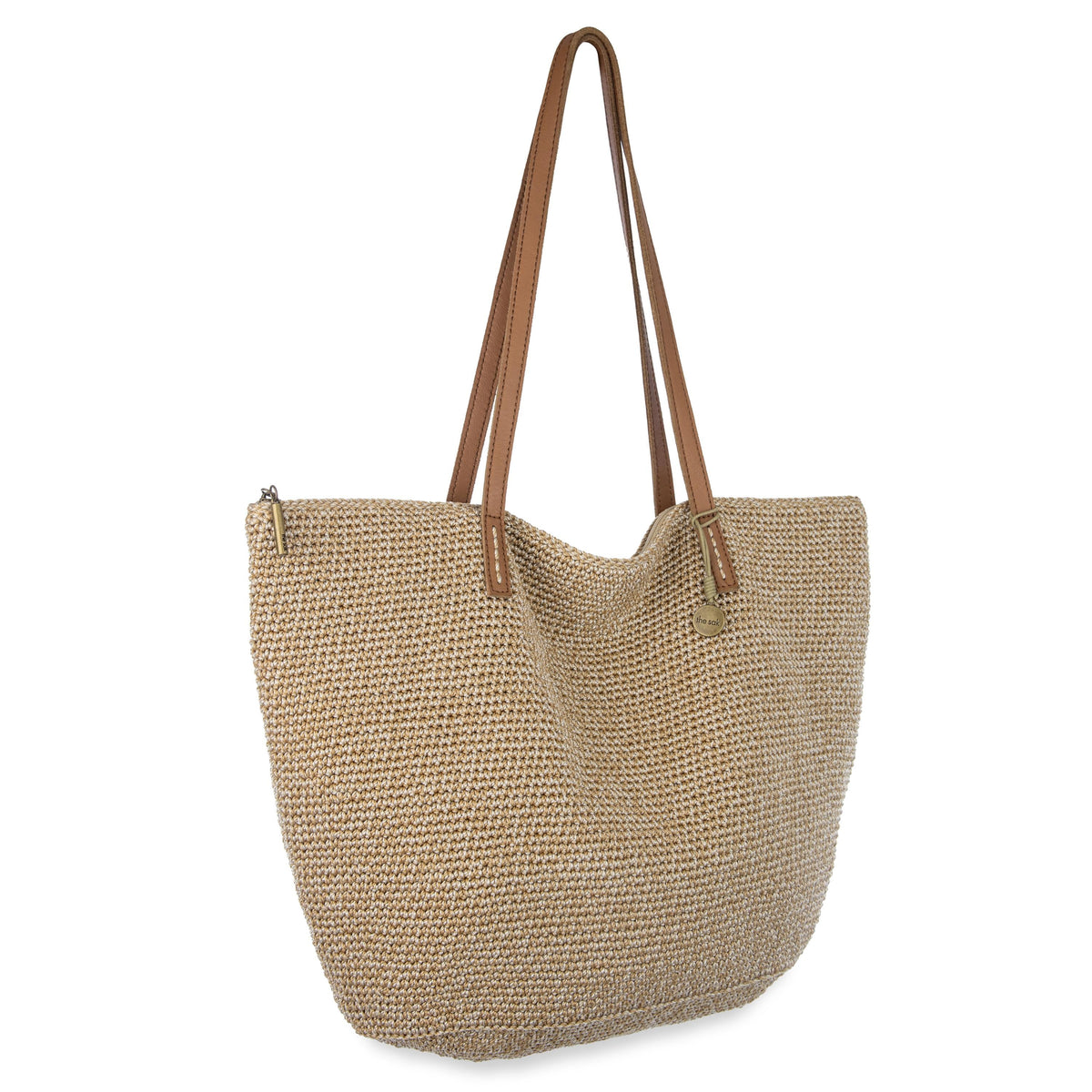 The Sak Faye Large Tote - Hand Crochet - Bamboo Static