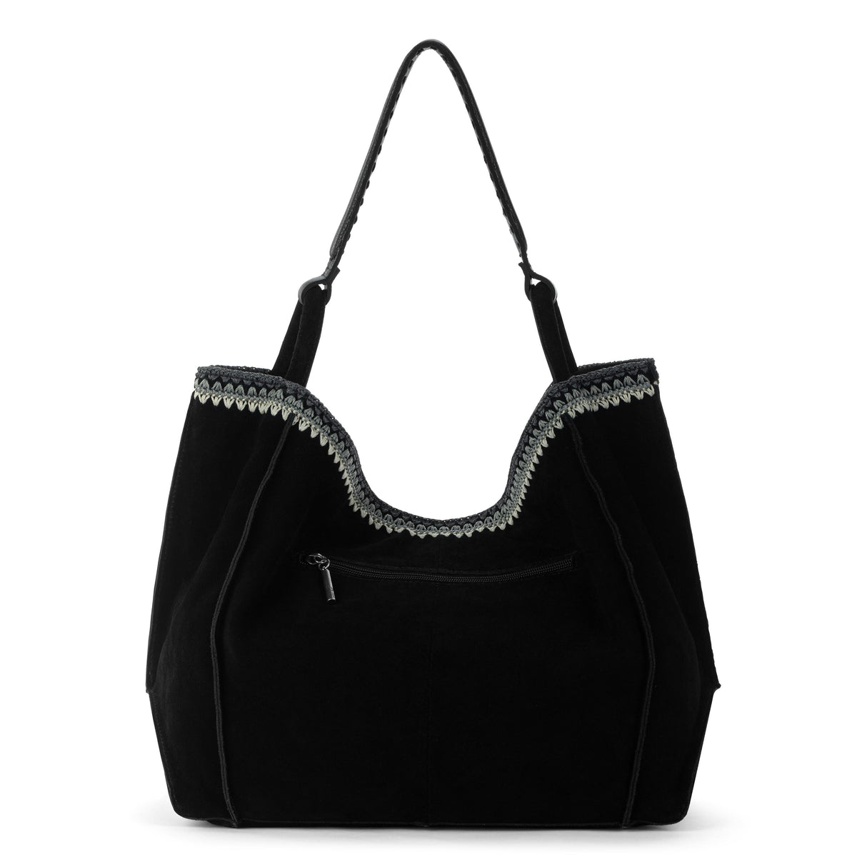 The Sak Los Feliz Large Tote - Leather - Black Suede Blanket Stitch