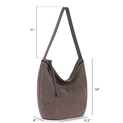The Sak Sequoia Hobo - Leather - Mushroom Suede Blanket Stitch