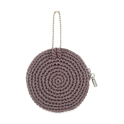 The Sak Circle Coin Pouch - Hand Crochet - Mushroom Suede Heart