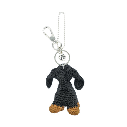 The Sak Yarnicharmz Dangle - Hand Crochet - Black Dachshund