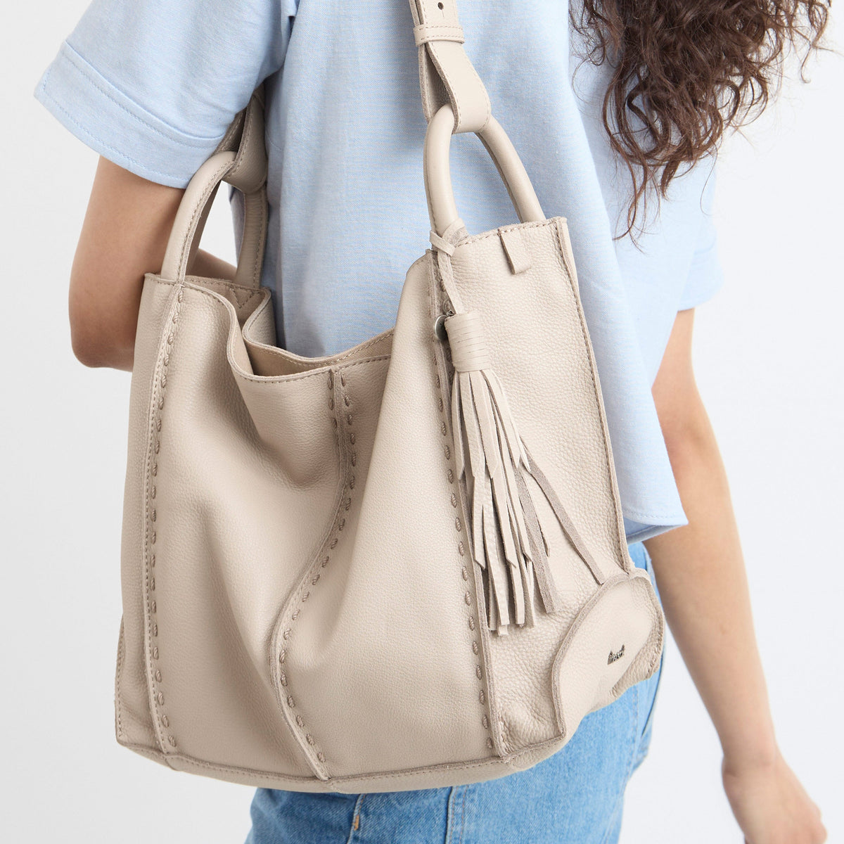 The Sak Los Feliz Medium Tote - Leather - Sand