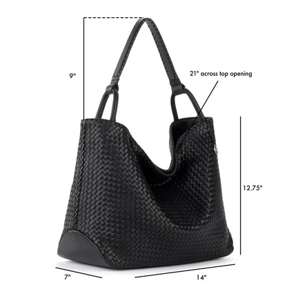 The Sak Los Feliz Large Tote - Leather - Woven Black