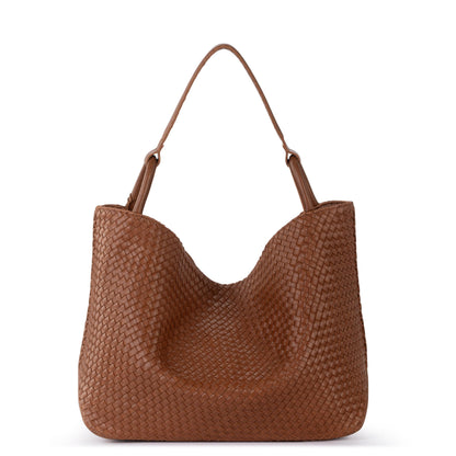 The Sak Los Feliz Large Tote - Leather - Woven Cognac