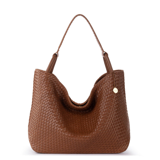 The Sak Los Feliz Large Tote - Leather - Woven Cognac