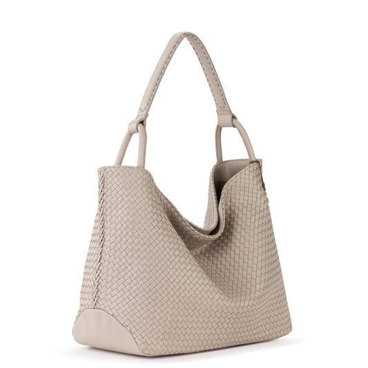 The Sak Los Feliz Large Tote - Leather - Woven Sand