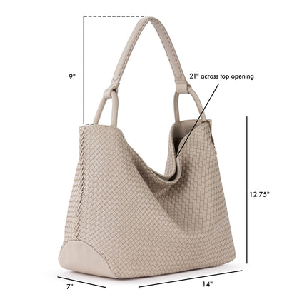 The Sak Los Feliz Large Tote - Leather - Woven Sand