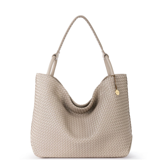 The Sak Los Feliz Large Tote - Leather - Woven Sand