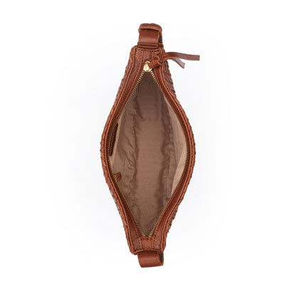 The Sak Tess Sling - Leather - Woven Cognac