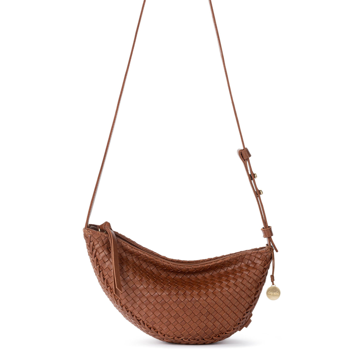 The Sak Tess Sling - Leather - Woven Cognac