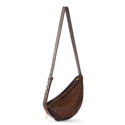 The Sak Tess Sling - Leather - Woven Mahogany Cognac
