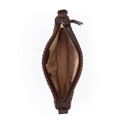 The Sak Tess Sling - Leather - Woven Mahogany Cognac