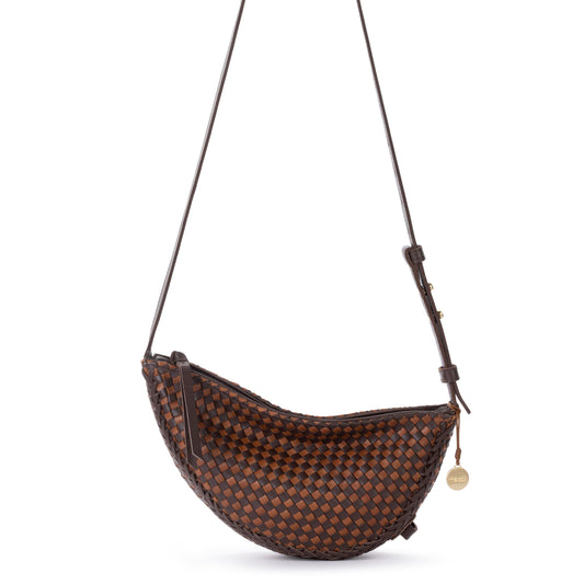 The Sak Tess Sling - Leather - Woven Mahogany Cognac