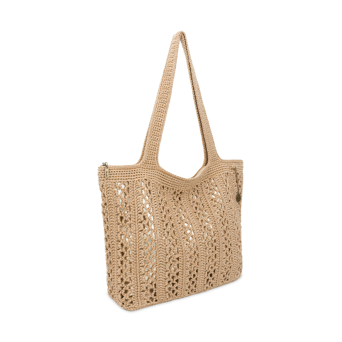 The Sak Sola Carryall Tote - Hand Crochet - Bamboo With Gold