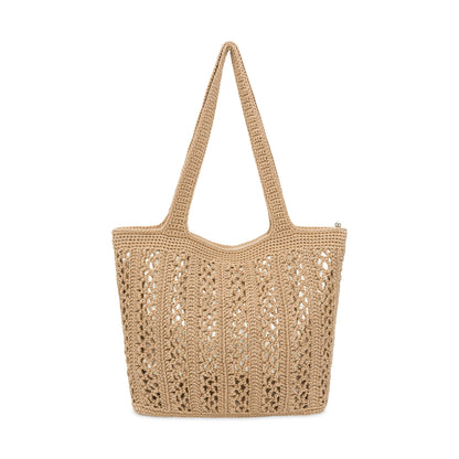 The Sak Sola Carryall Tote - Hand Crochet - Bamboo With Gold