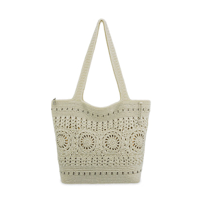 The Sak Sola Carryall Tote - Hand Crochet - Natural Medallion