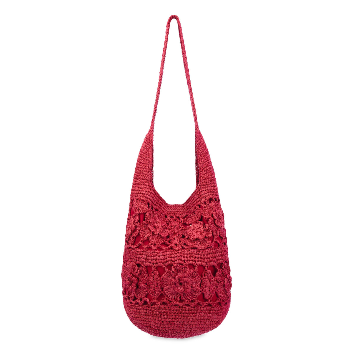 The Sak 120 Hobo - Hand Crochet - Scarlet Tonal Flower