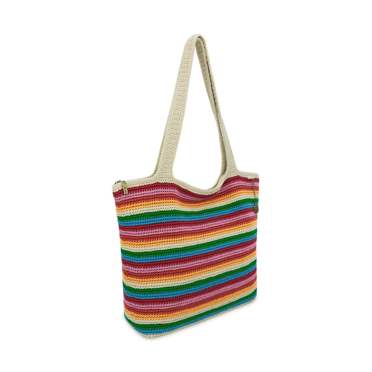 The Sak Sola Carryall Tote - Hand Crochet - Rainbow Stripe