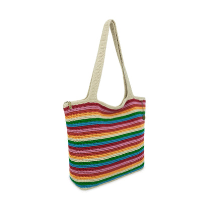 The Sak Sola Carryall Tote - Hand Crochet - Rainbow Stripe