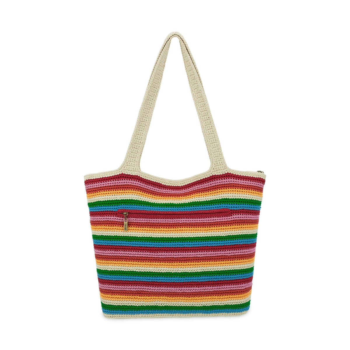 The Sak Sola Carryall Tote - Hand Crochet - Rainbow Stripe