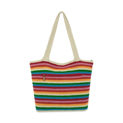 The Sak Sola Carryall Tote - Hand Crochet - Rainbow Stripe
