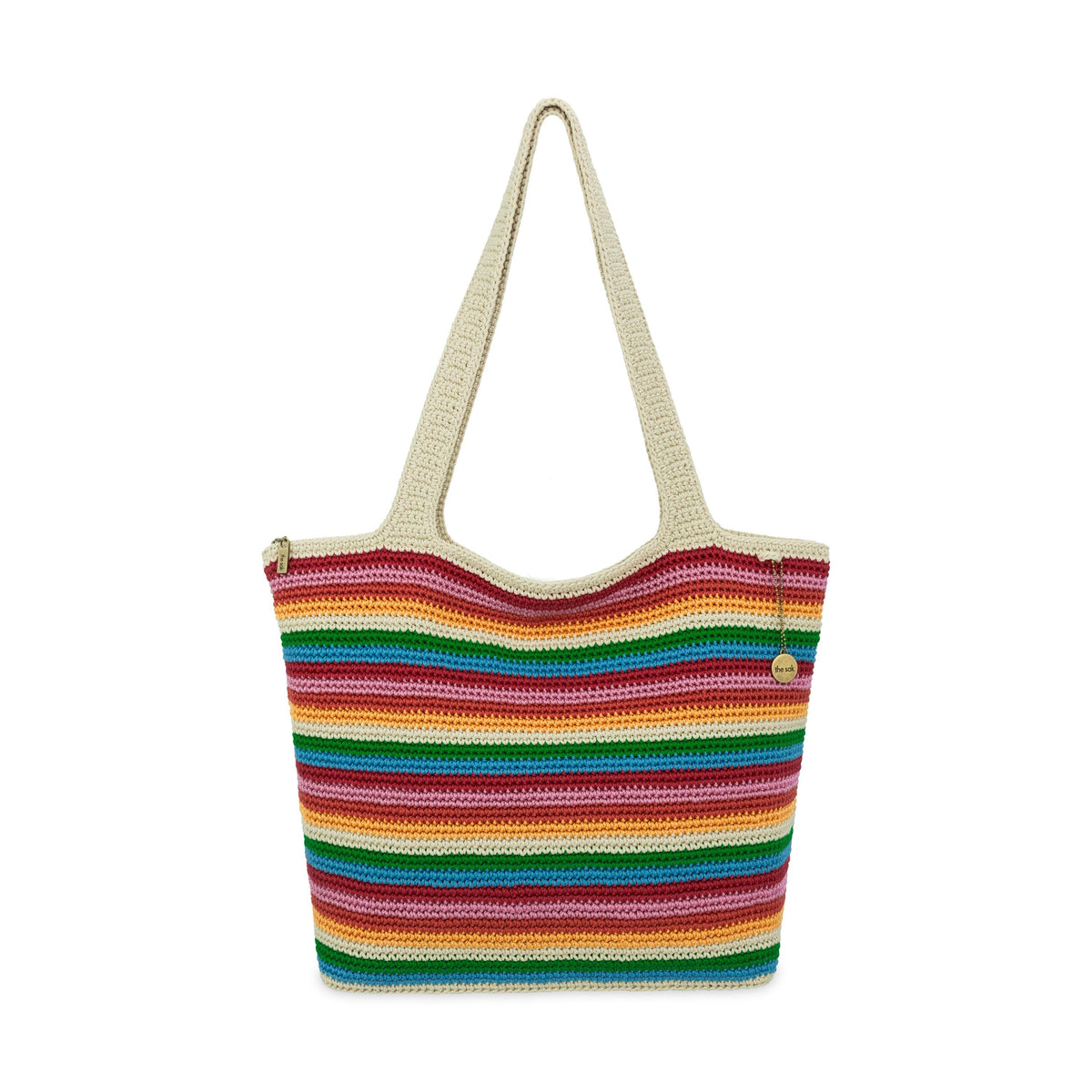 The Sak Sola Carryall Tote - Hand Crochet - Rainbow Stripe
