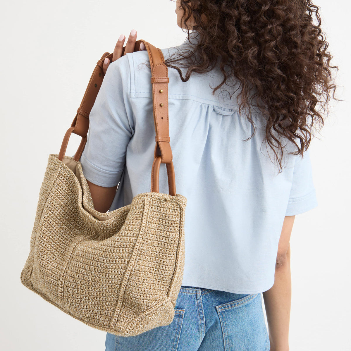The Sak Los Feliz Medium Tote - Hand Crochet - Bamboo Static
