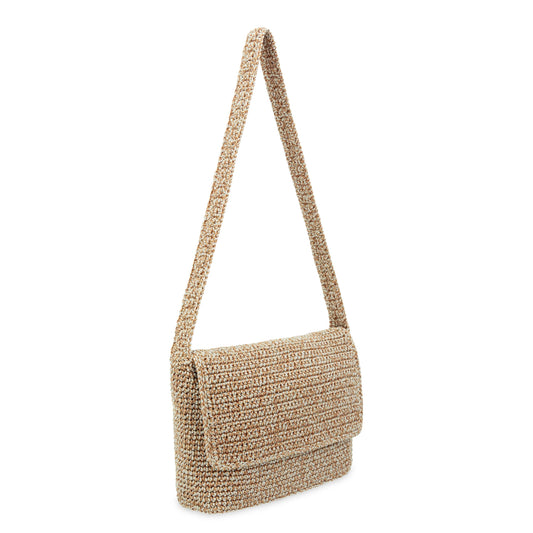 The Sak Marlow Flap Shoulder Bag - Hand Crochet - Bamboo Static