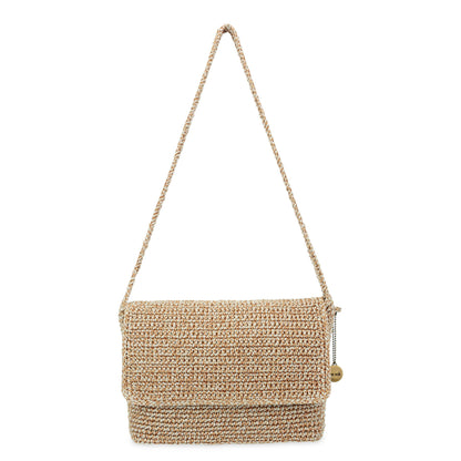 The Sak Marlow Flap Shoulder Bag - Hand Crochet - Bamboo Static